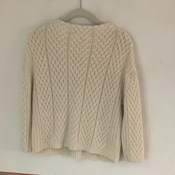 Zara Knit Cable Knit Long Sleeve Sweater, Size S, Cream - Picture 2 of 5